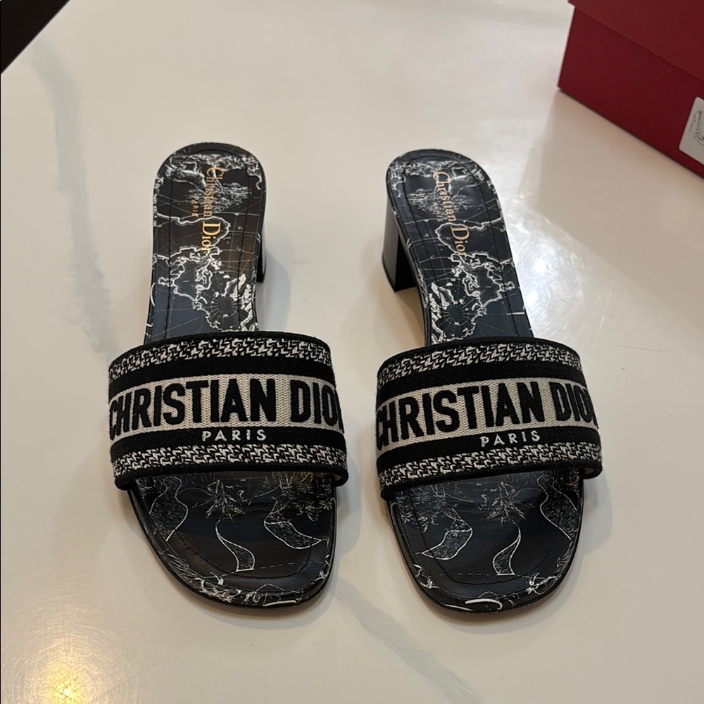 Dior Black and White Slide Sandals